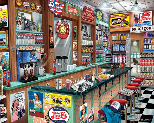 White Mountain Pepsi Soda Fountain 1000-piece puzzle for family fun