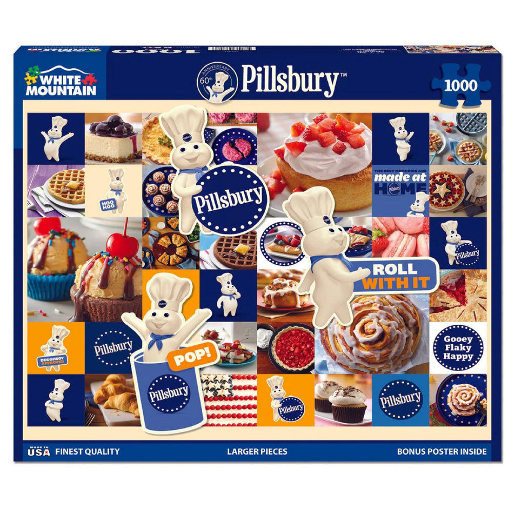White Mountain Pillsbury puzzle collage 1000-piece for family game night
