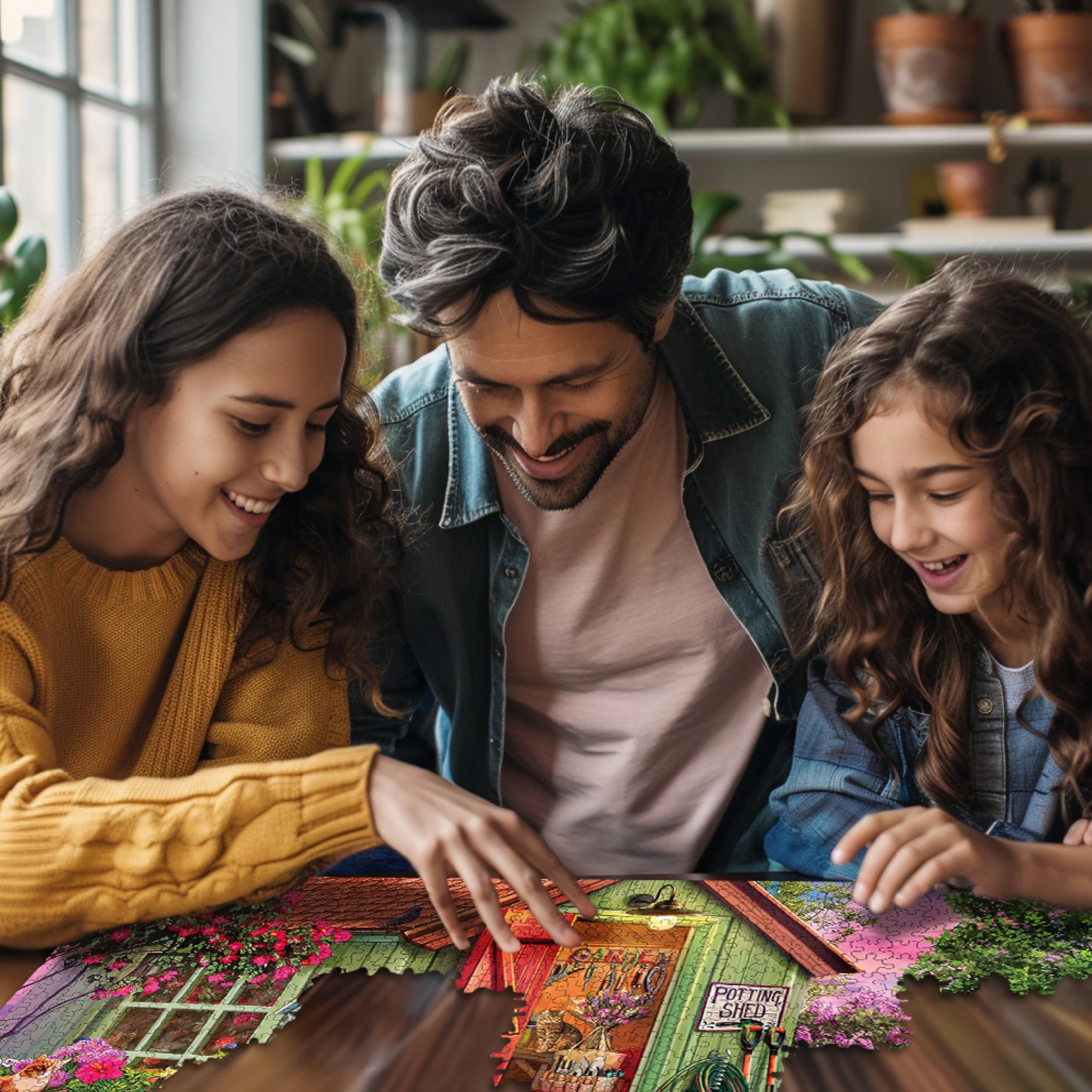 White Mountain Potting Shed Puzzle animals visit detail inviting cozy family time.