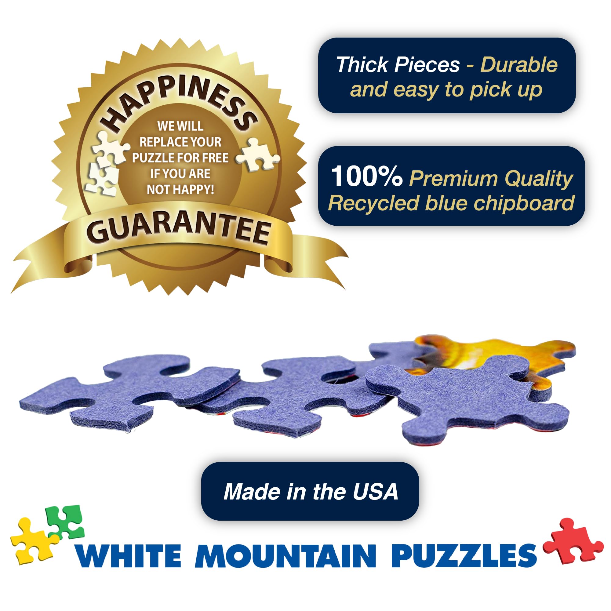 White Mountain precision-cut puzzle pieces interlock smoothly for a satisfying build.
