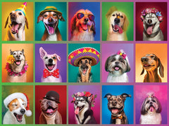 White Mountain puppy portraits collage: a joyful puzzle for dog lovers