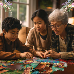 White Mountain puzzle box front displays 1,000 pieces and gift-ready design.
