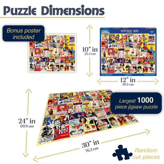 Close-up of large pieces from White Mountain puzzle for easy handling