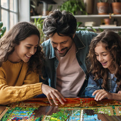 White Mountain puzzle, USA-made, reflects dependable quality.
