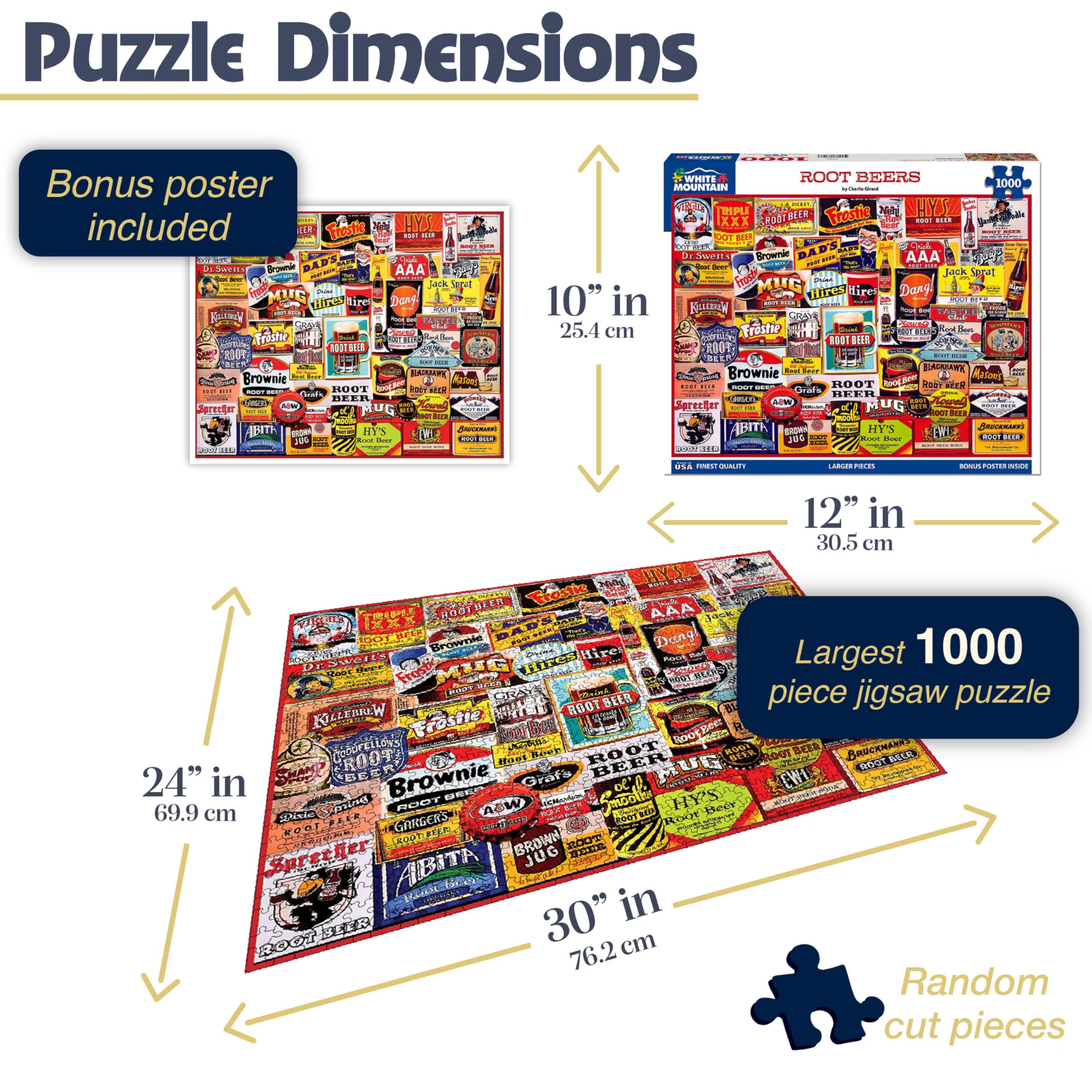 White Mountain puzzle features vintage soda signs to spark conversation and memories.