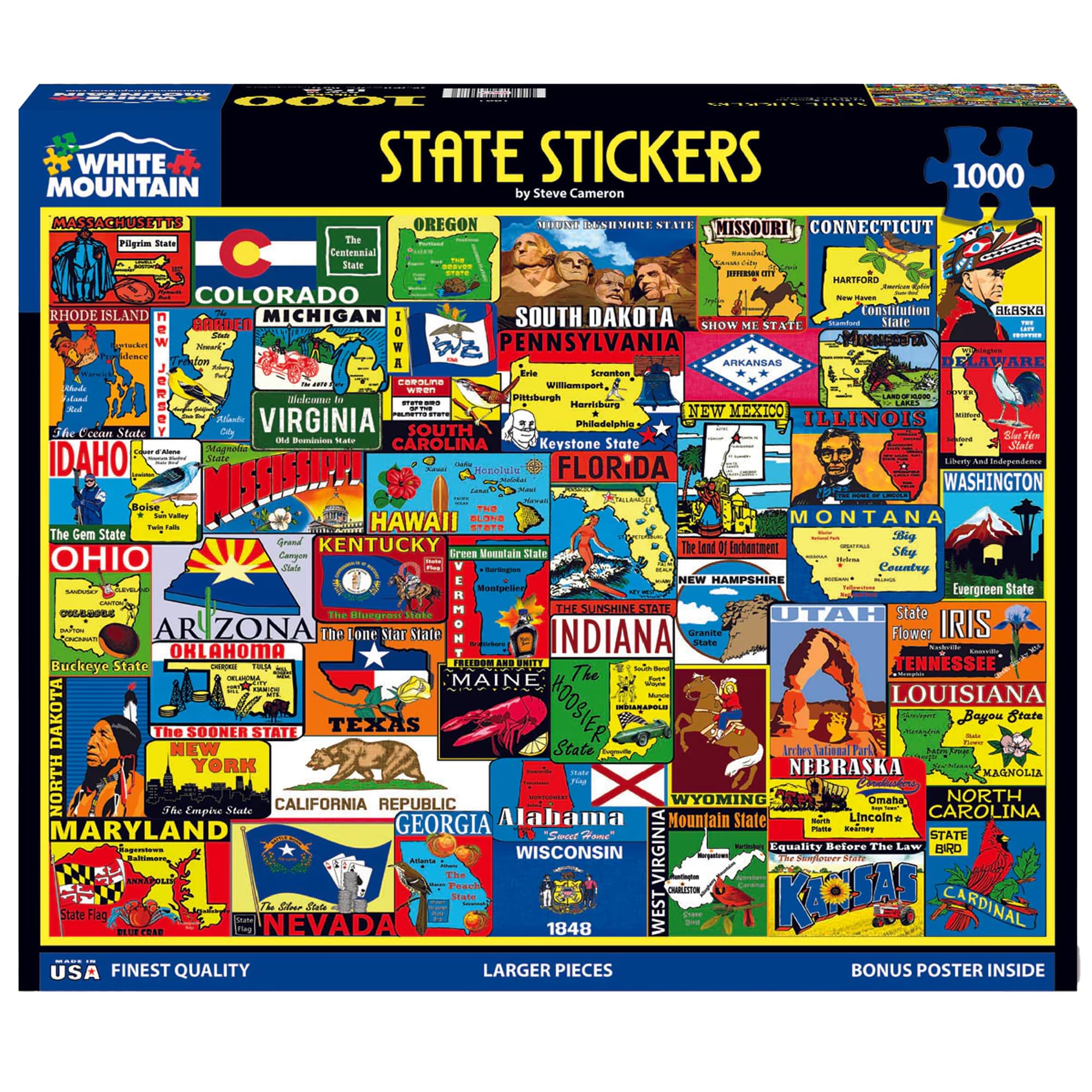 White Mountain Puzzles 1000-piece layout demonstrates easy-to-handle pieces and clear imagery.