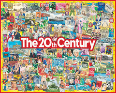 White Mountain Puzzles 20th Century puzzle cover with Jim Mellett collage for family-friendly entertainment.