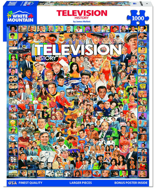 White Mountain Puzzles 250 TV stars highlight offers a colorful centerpiece for a living room