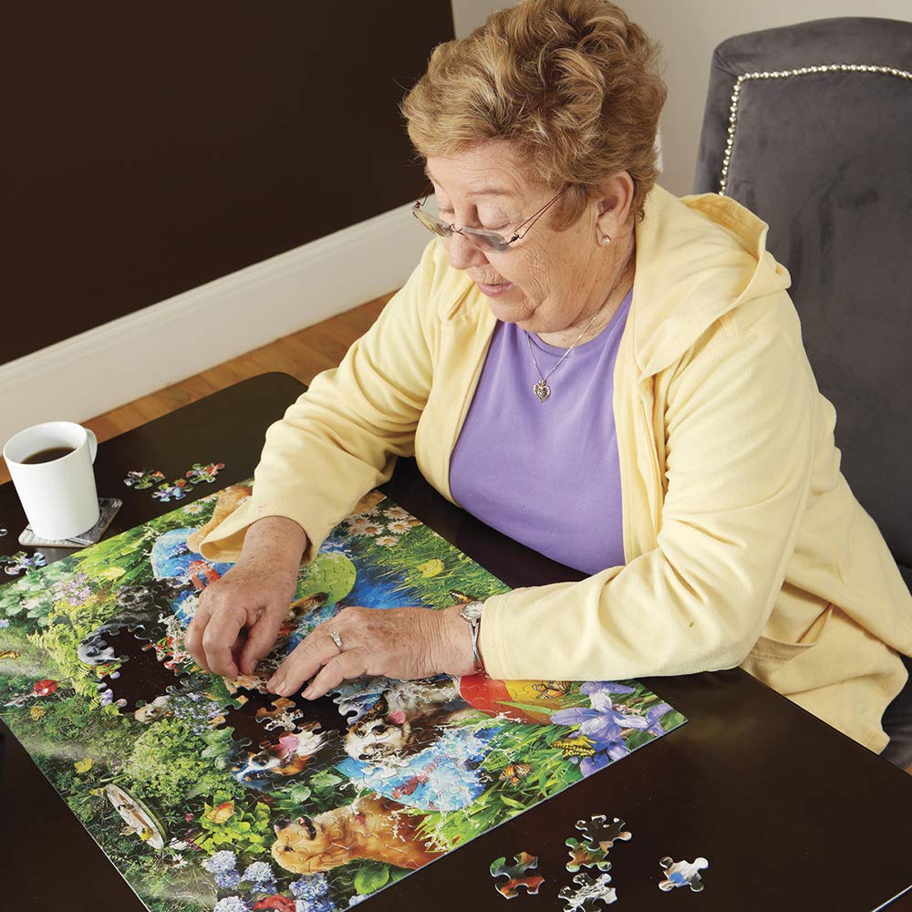 White Mountain Puzzles completed bridge wall art adds rustic charm to any space.