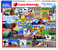 White Mountain Puzzles I Love Colorado cover image for family puzzle night