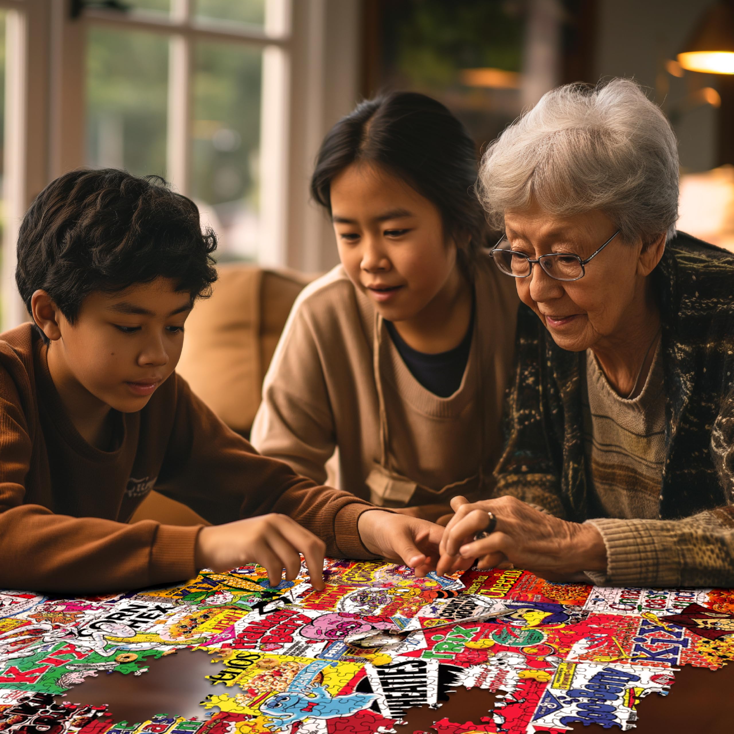 White Mountain Puzzles recycled paper blue chipboard ensures durable, eco-friendly construction.