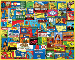 White Mountain Puzzles state stickers puzzle box with premium packaging and USA-made quality.