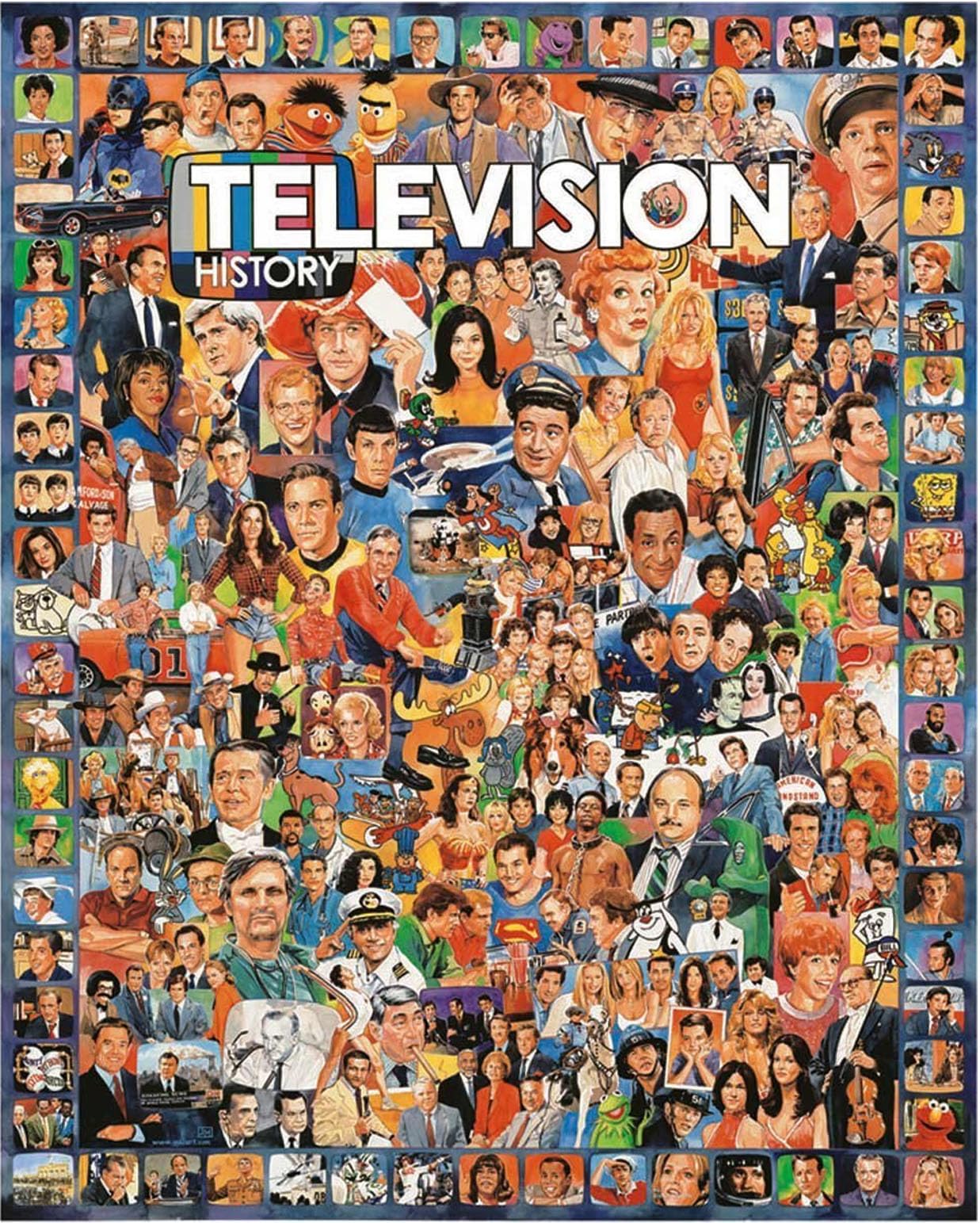White Mountain Puzzles television history collage designed as engaging wall art and family activity