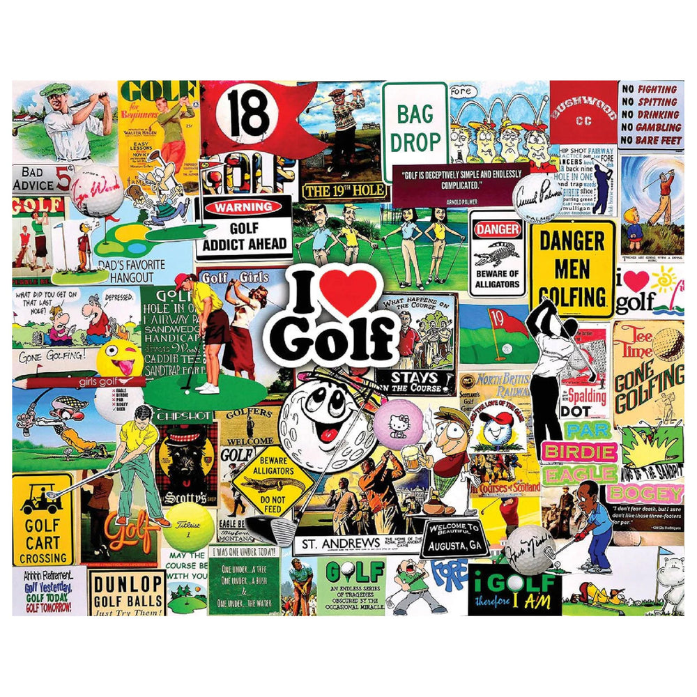White Mountain I Love Golf puzzle pieces cut with precision for a snug fit
