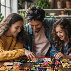 White Mountain Puzzles White Christmas poster scene for a cozy winter pastime.