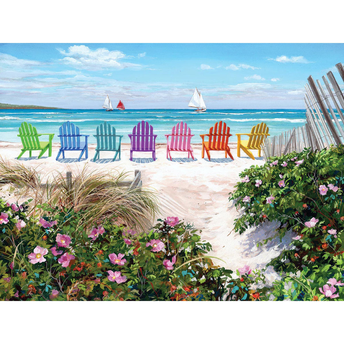 White Mountain Rainbow Chairs puzzle with large pieces for a calming, easy-build session.