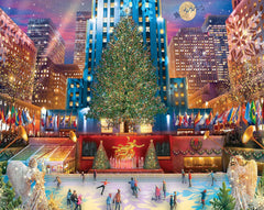 White Mountain Rockefeller 1000-piece puzzle box front for family holiday fun
