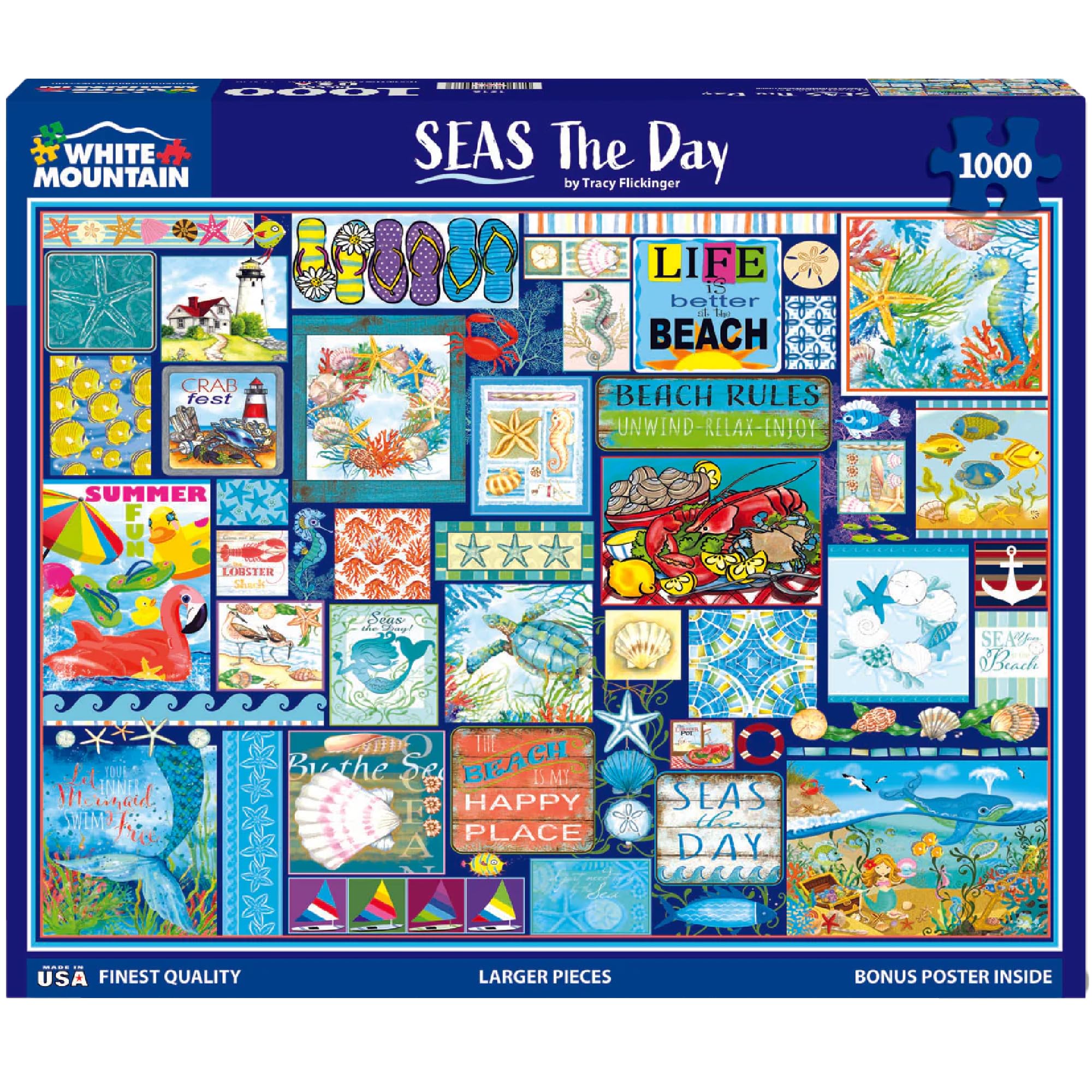Close-up of large, easy-to-handle pieces from Seas The Day puzzle.