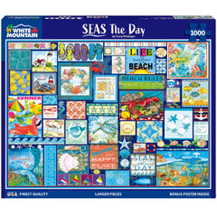 Close-up of large, easy-to-handle pieces from Seas The Day puzzle.