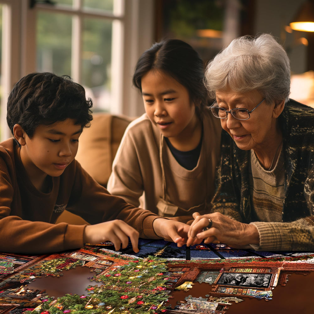 White Mountain Seek & Find 1,000-piece puzzle on recycled paper supports eco-friendly entertaining options.