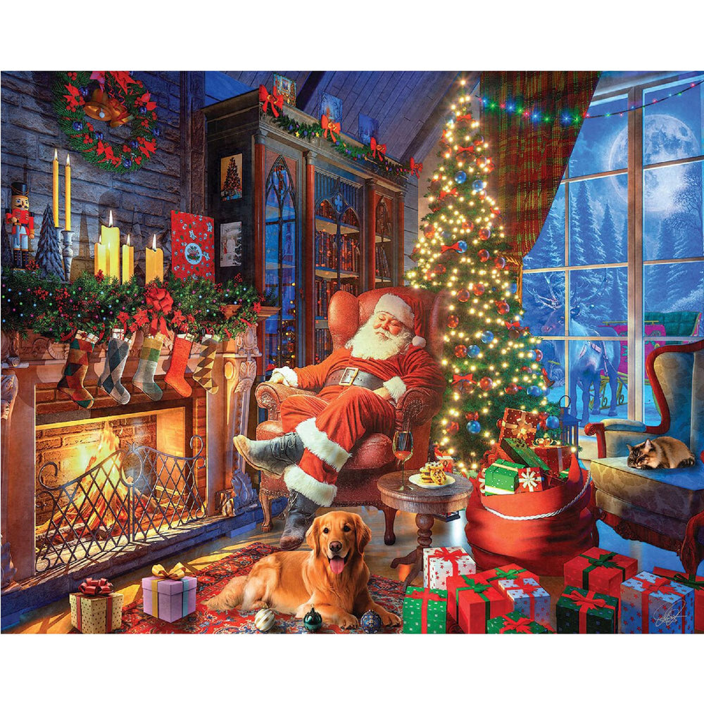 White Mountain Sleepy Santa puzzle box invites cozy family holiday time.