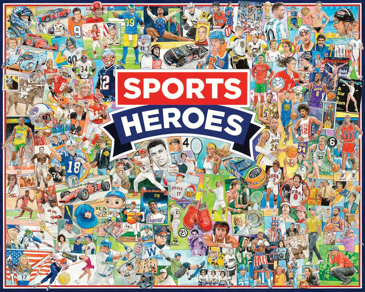 White Mountain Sports Heroes puzzle box front, ideal for family game night