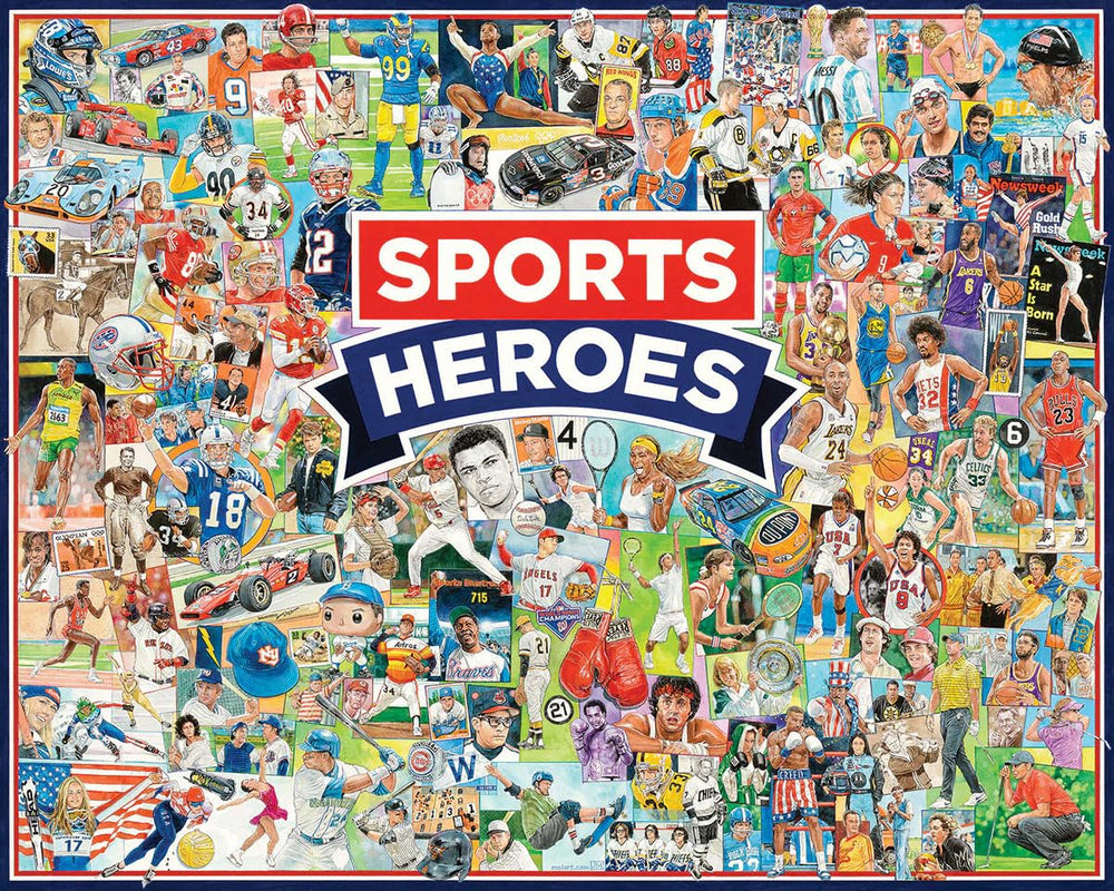 White Mountain Sports Heroes puzzle box front, ideal for family game night