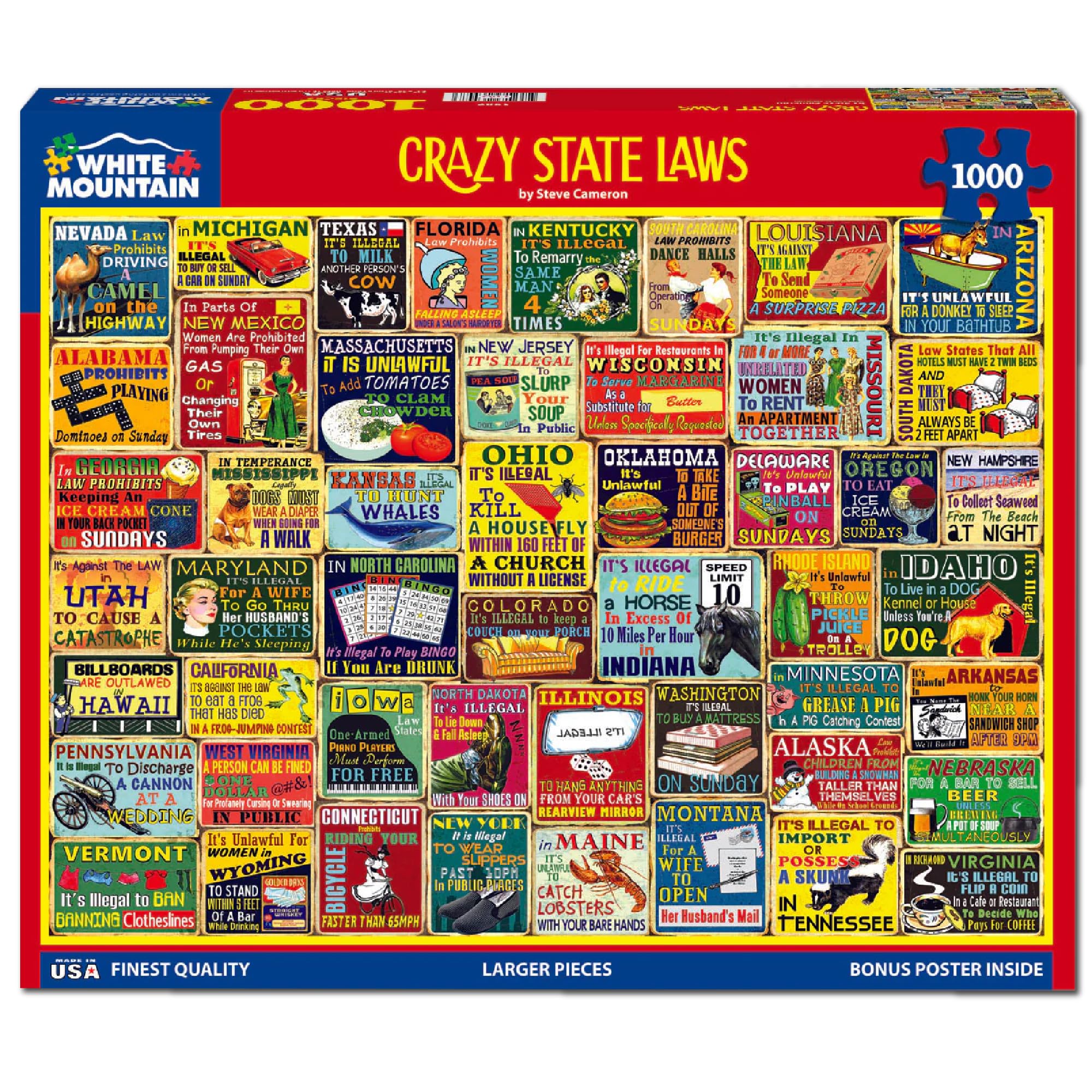 White Mountain state laws collage puzzle design easy-to-see pieces for relaxed puzzle time