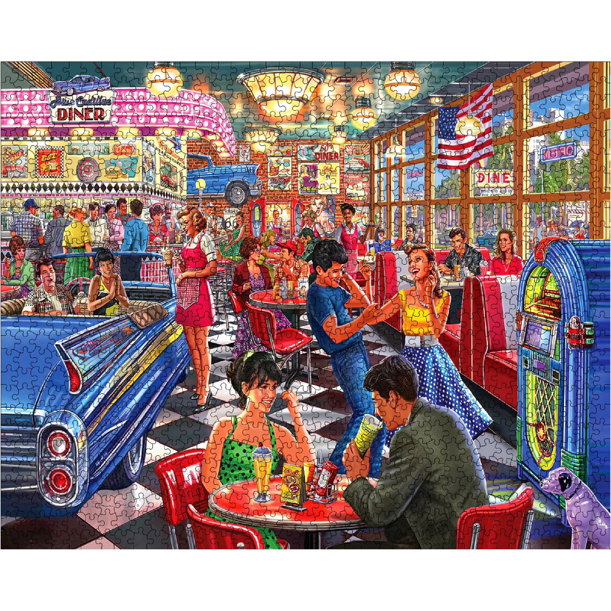 White Mountain steve-crisp-diner-art-closeup showcases vibrant colors and retro energy