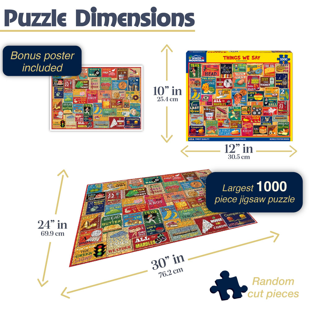 White Mountain Things We Say thicker puzzle pieces help grip and assemble.