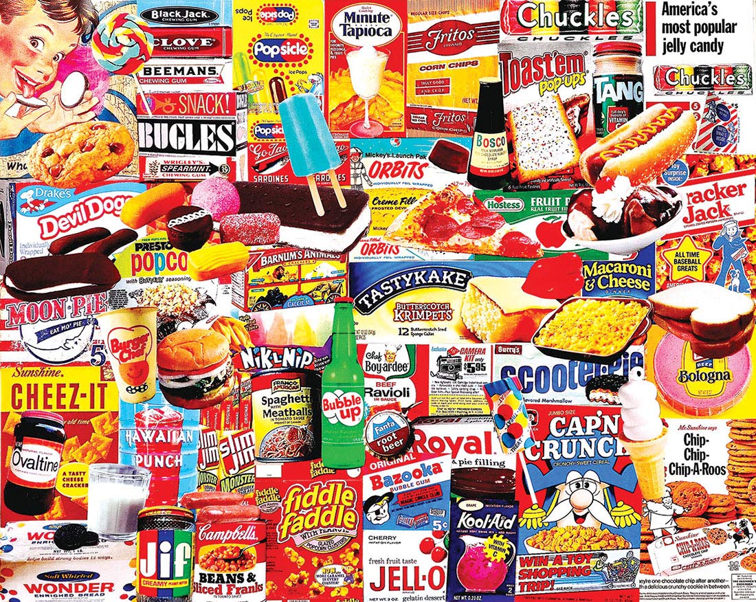 White Mountain Things I Ate As A Kid puzzle cover showing nostalgic treats for family fun