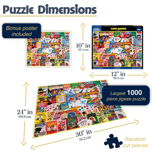 White Mountain UNO Go Fish Rook collage puzzle for relaxed game nights