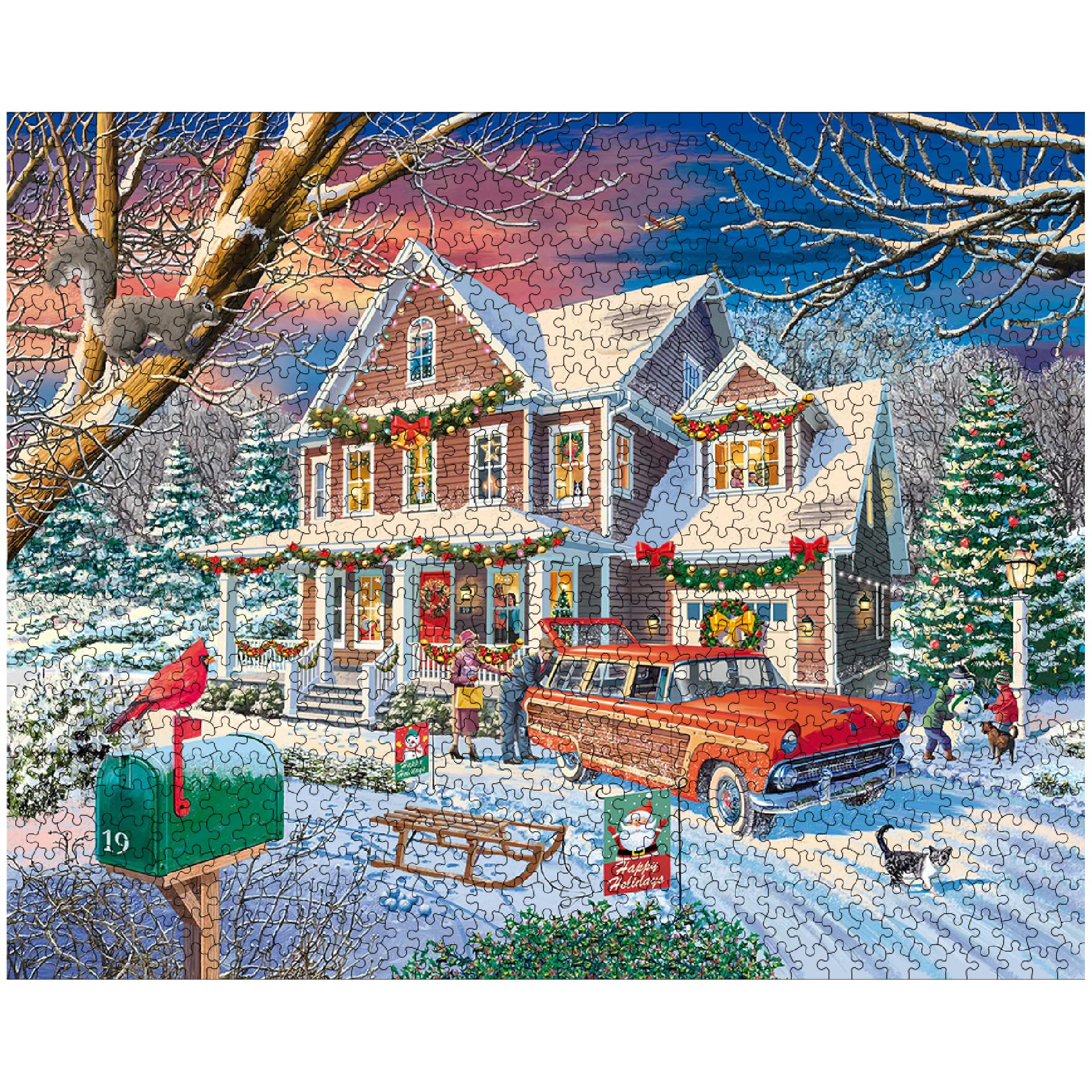 White Mountain Victor McLindon art puzzle, colors spark imagination.