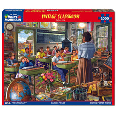 White Mountain Vintage Classroom Puzzle piece close-up, large pieces designed for easy handling
