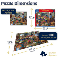 White Mountain Vintage Classroom Puzzle table setup, inviting shared solving on a comfy surface