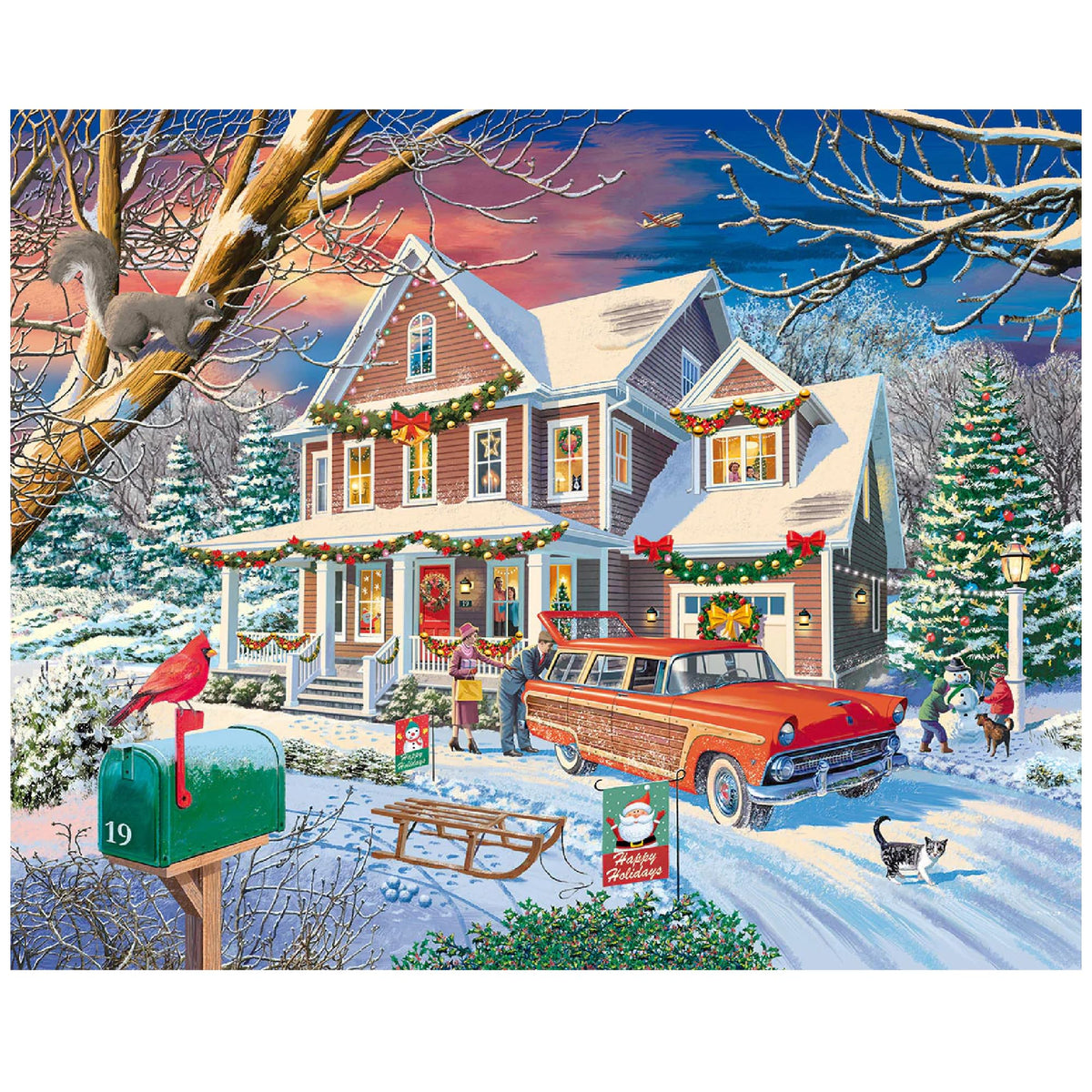 White Mountain winter Christmas scene puzzle, cozy family nights.