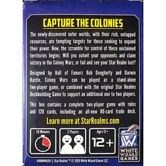 White Wizard Games Star Realms Colony Wars trade row play highlights economic strategy.