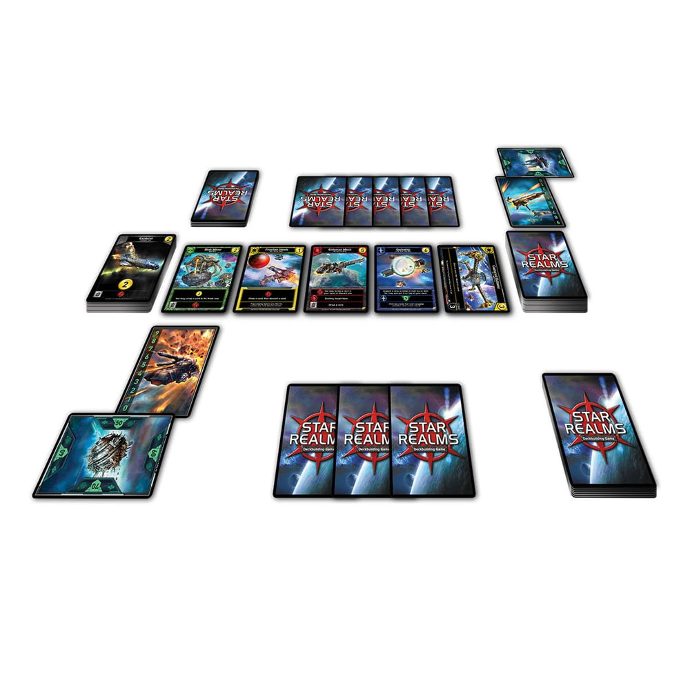 White Wizard Games Star Realms ships fleet highlights explosive space battles and tactical planning.