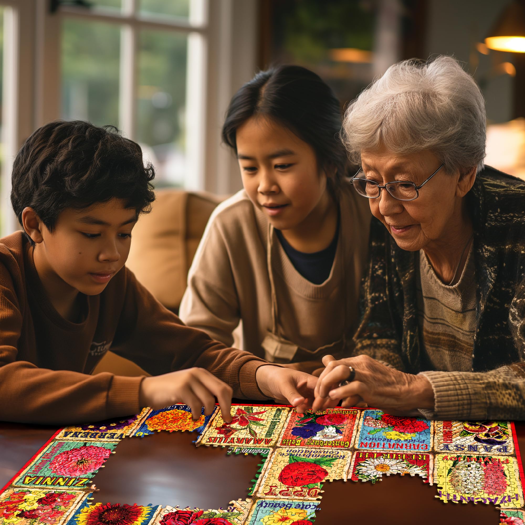 White Mountain 1000-piece puzzle pieces, large and easy to handle for comfortable puzzling