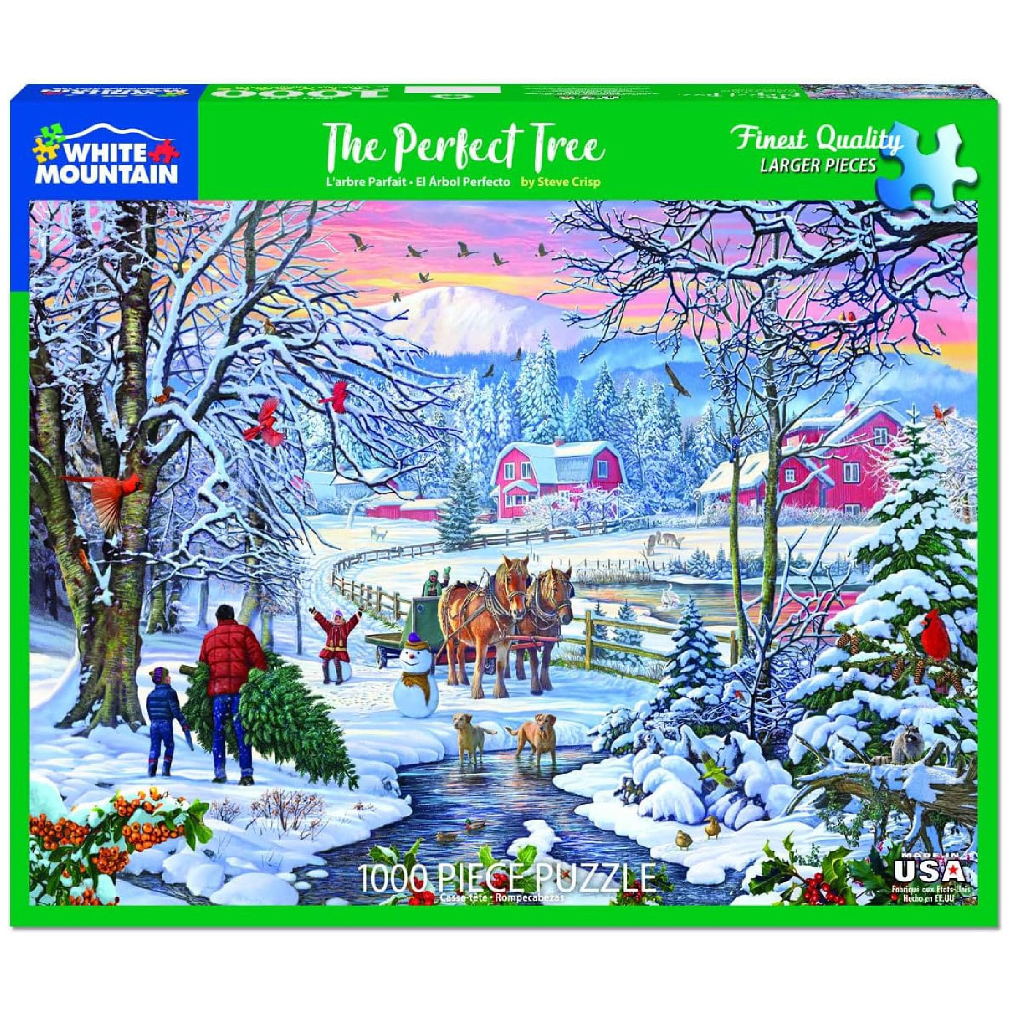 White Mountain 1000-piece puzzle pieces spread out ready to sort and start