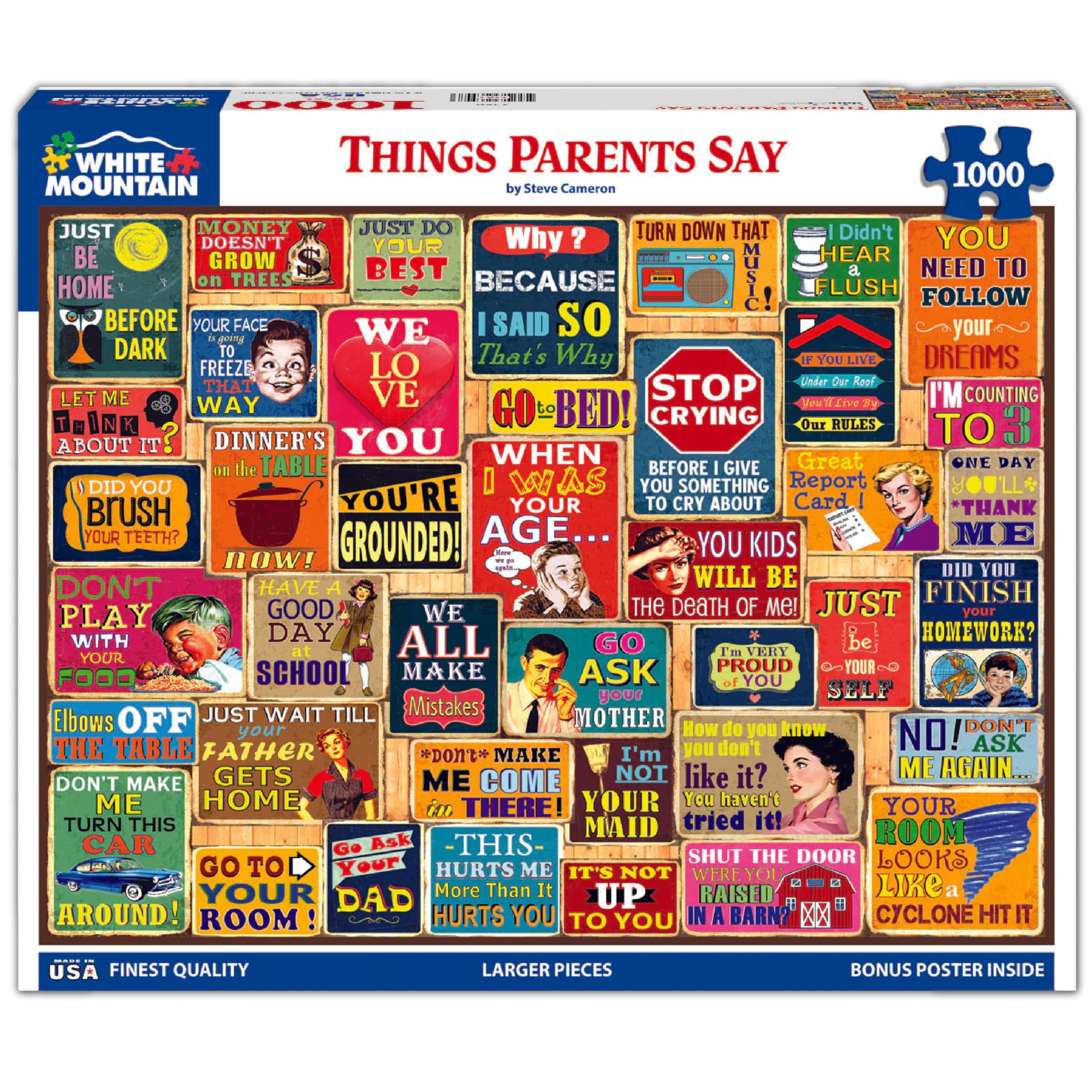 White Mountain collage puzzle ready for a relaxing family game night.