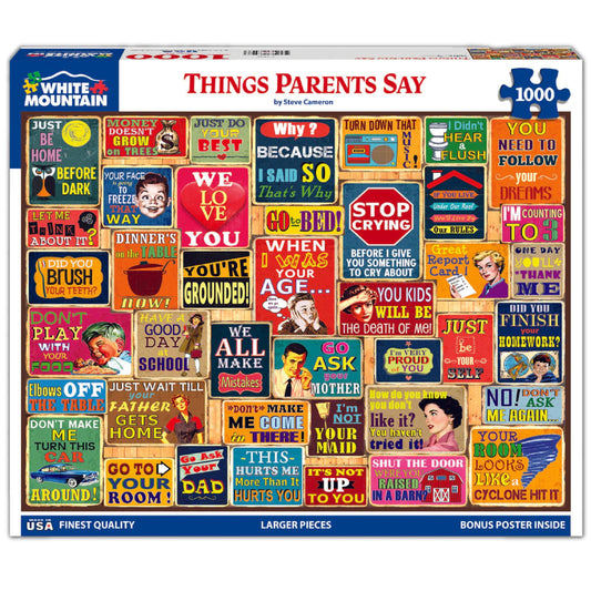 White Mountain collage puzzle ready for a relaxing family game night.