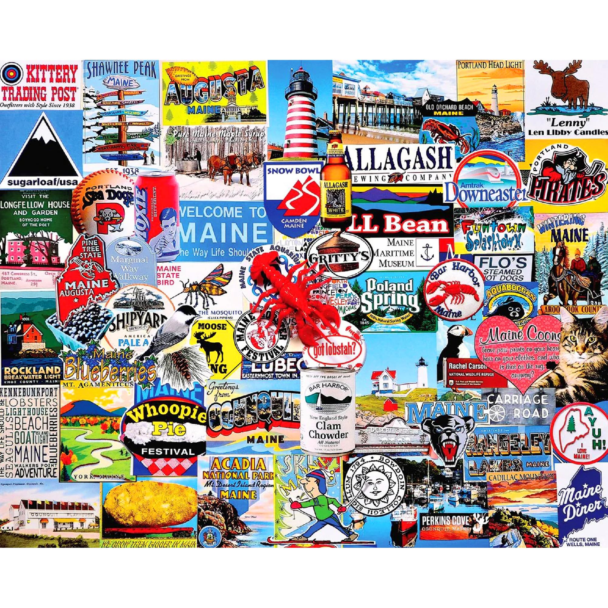 White Mountain puzzle coastal town scene, perfect for relaxing evenings with friends.