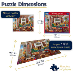 White Mountain Seaside Dreams puzzle table setup shows a relaxed, social family activity.