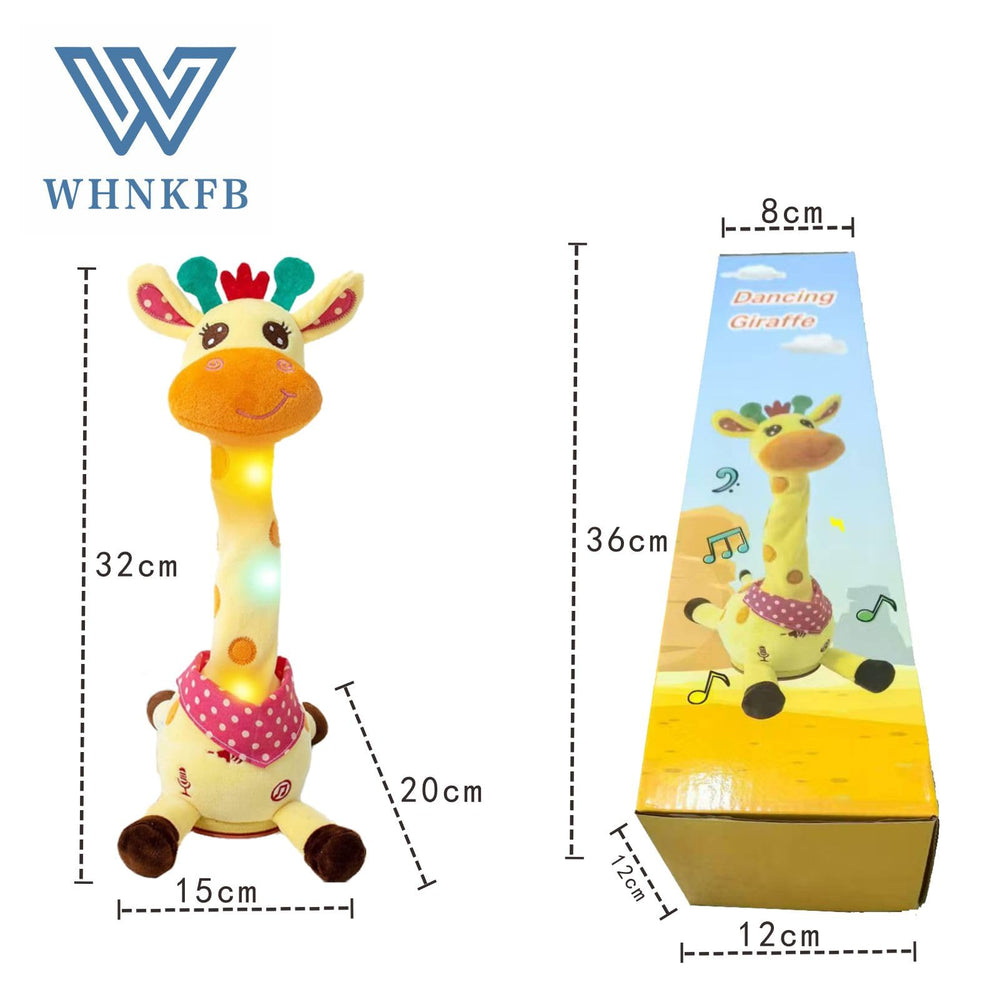 WHNKFB Baby-safe embroidered giraffe plush with soft textures.