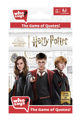Who Says? Harry Potter Edition box front invites family game night with a magical setup