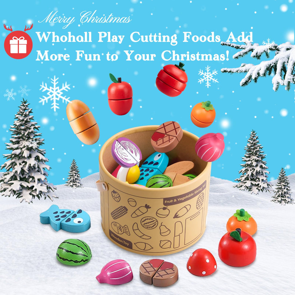 WHOHOLL cutting board and knives boost pretend slicing and fine motor practice.