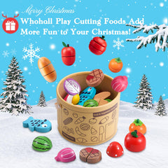 WHOHOLL cutting board and knives boost pretend slicing and fine motor practice.