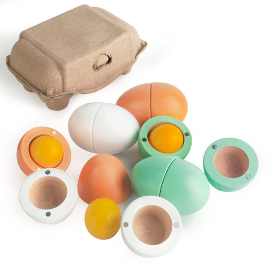 WHOHOLL wooden Christmas eggs with magnetic yolk for realistic pretend play