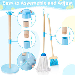 WHOHOLL wooden dustpan toy – easy storage helps kids learn tidying up after play.